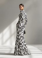 Women's Floral Print Ruched Long Sleeve Maxi Dress