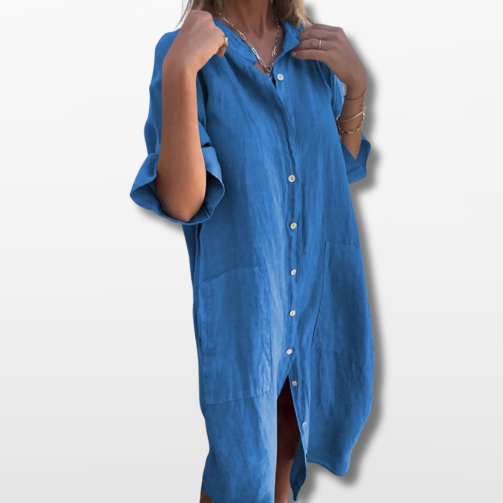 Women Relaxed Button Down Shirt Dress