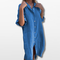 Women Relaxed Button Down Shirt Dress