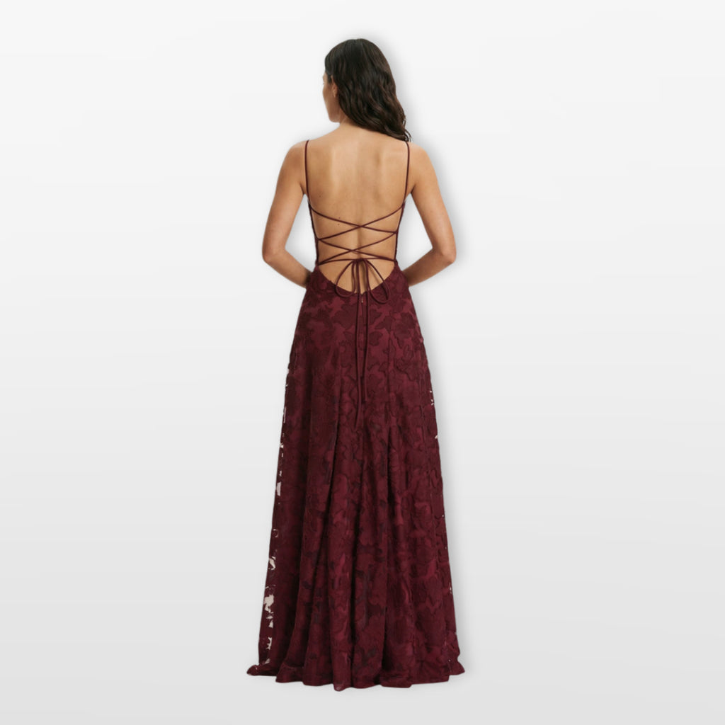 Women’s Lace Back Evening Dress A Line Maxi