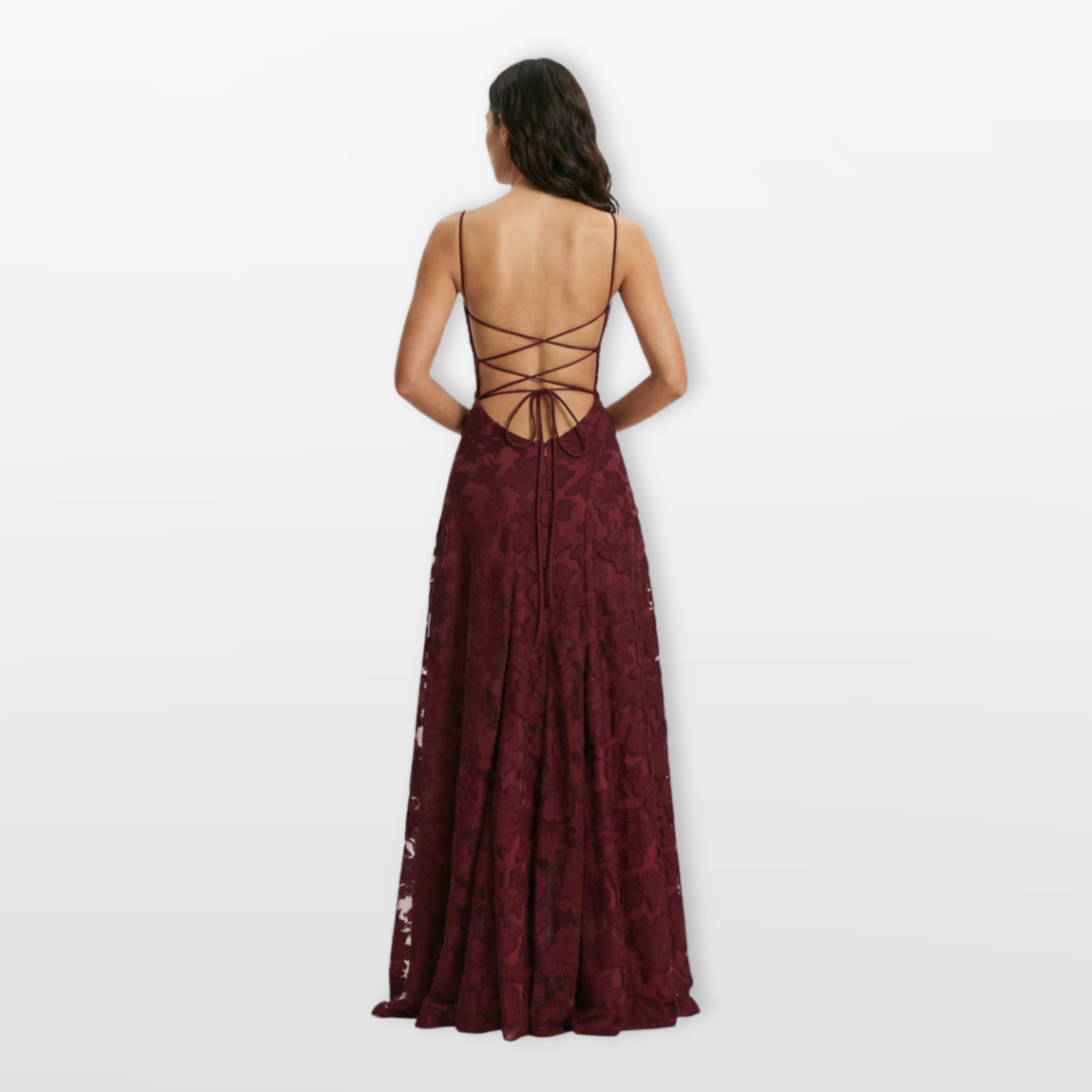 Women’s Lace Back Evening Dress A Line Maxi