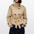 Women’s Cropped Trench Jacket Belted Tailored