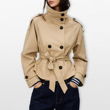 Women’s Cropped Trench Jacket Belted Tailored