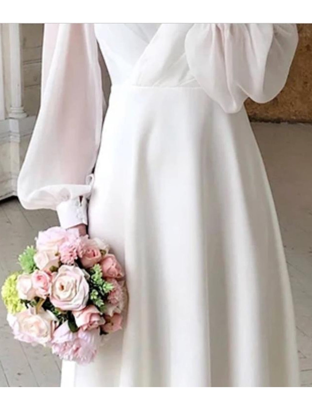 Women's V-Neck Long-Sleeve Midi Dress