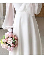Women's V-Neck Long-Sleeve Midi Dress