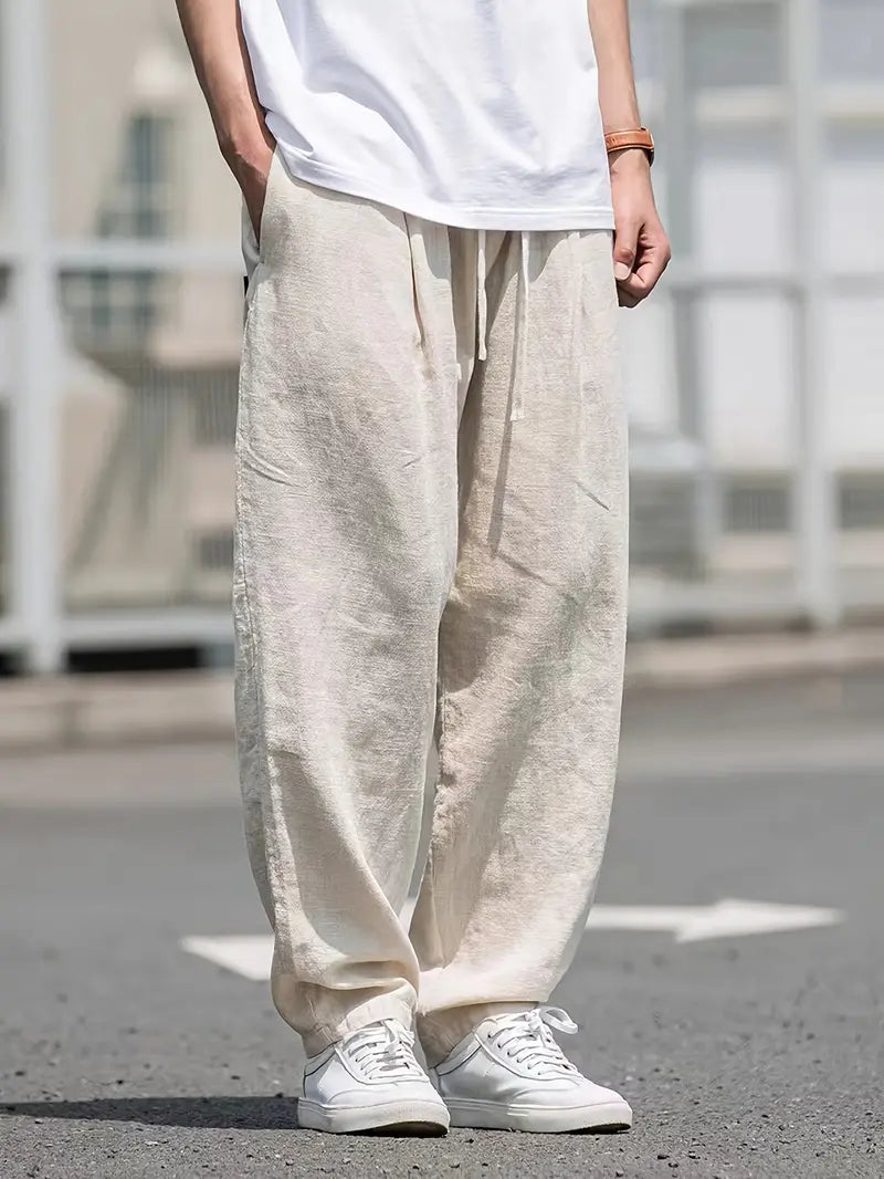 Men's Relaxed Linen Drawstring Pants