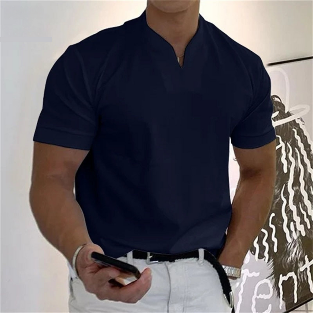 Men's Notch Neck Casual T-Shirt
