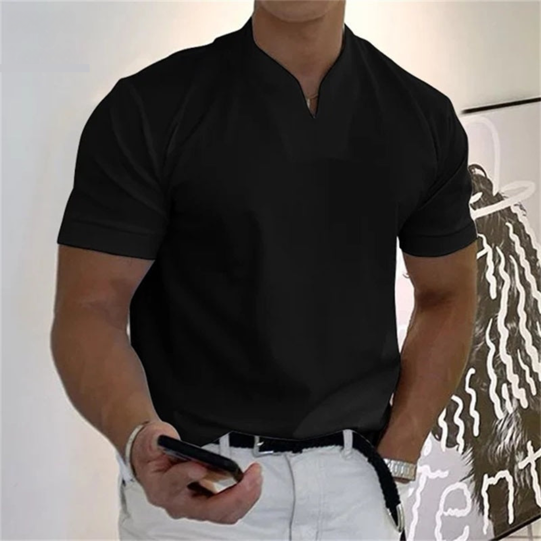 Men's Notch Neck Casual T-Shirt