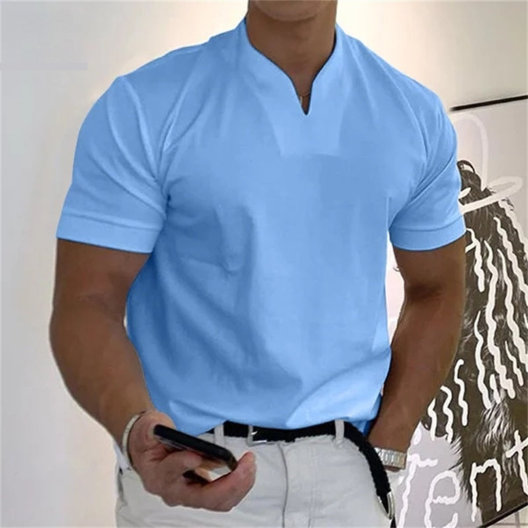 Men's Notch Neck Casual T-Shirt