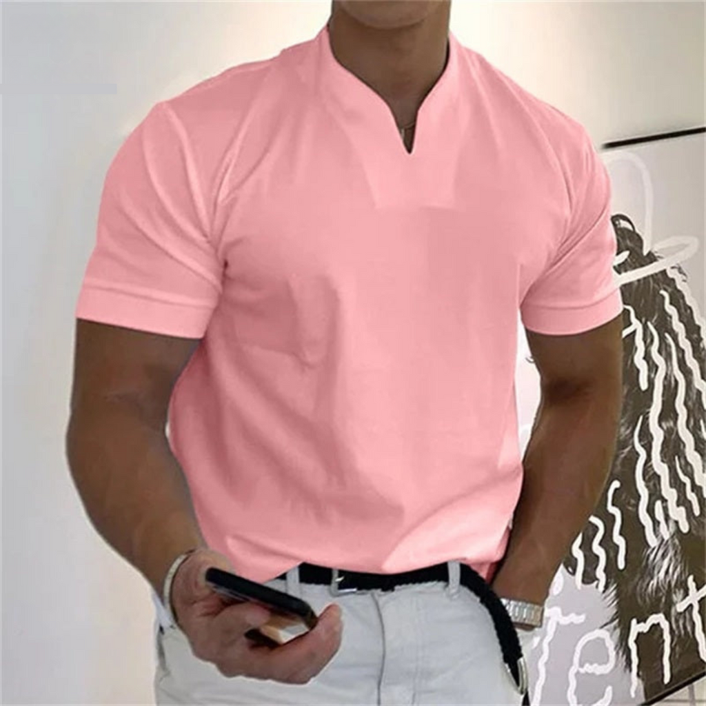 Men's Notch Neck Casual T-Shirt
