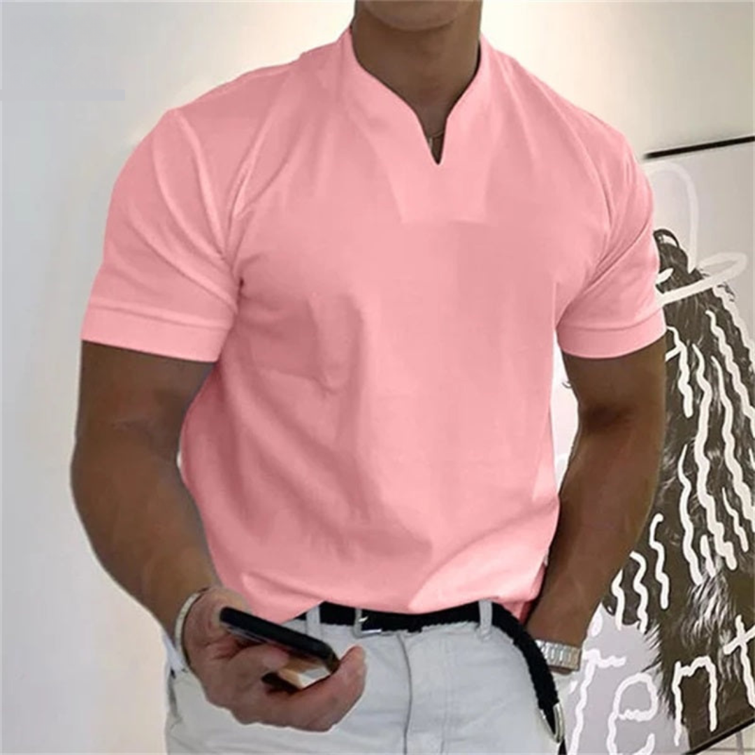 Men's Notch Neck Casual T-Shirt