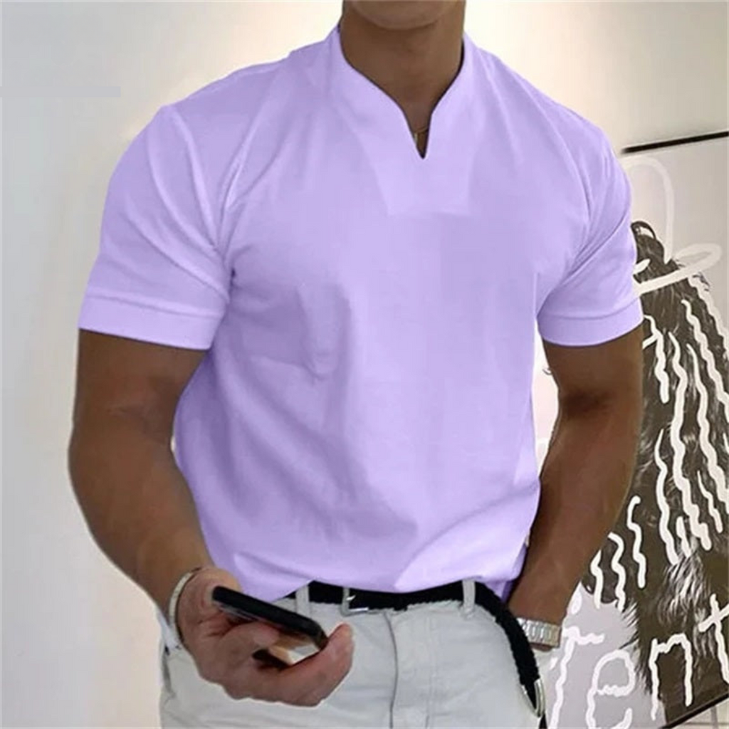 Men's Notch Neck Casual T-Shirt