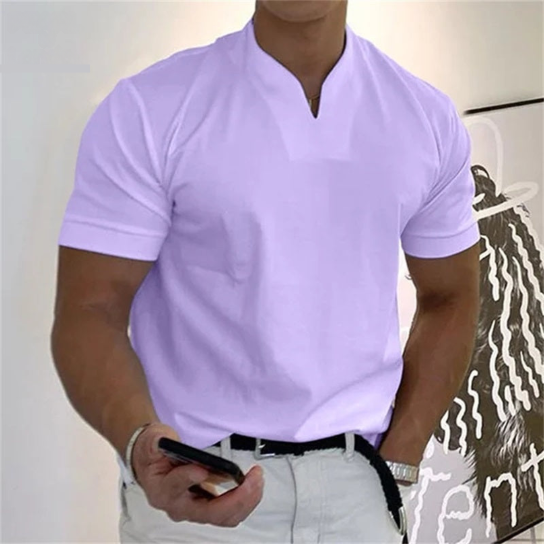 Men's Notch Neck Casual T-Shirt