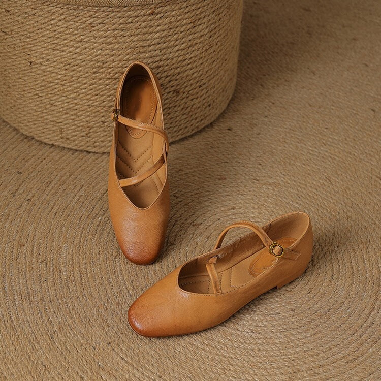 Women's Cross-Strap Square Toe Flats