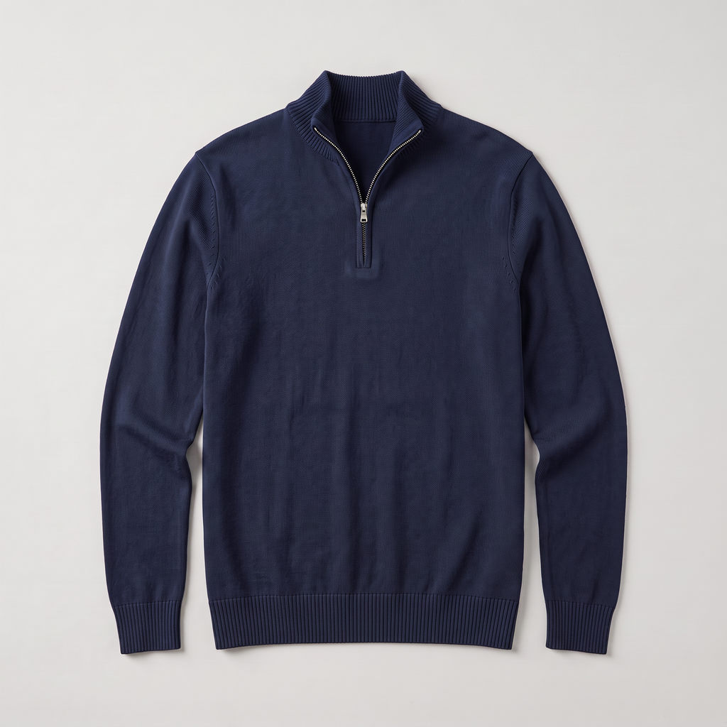Men’s Quarter-Zip Knit Sweater with Stand Collar