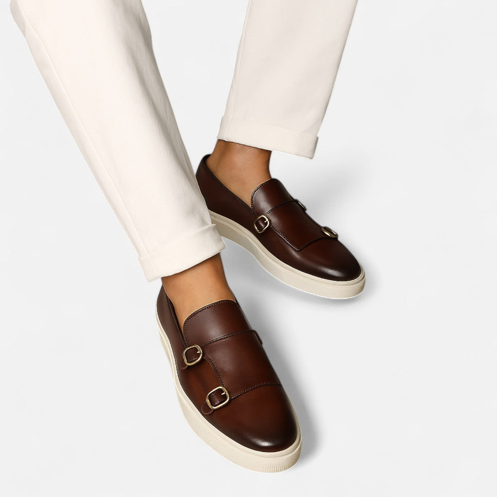 Men's Double Buckle Slip-On Loafers