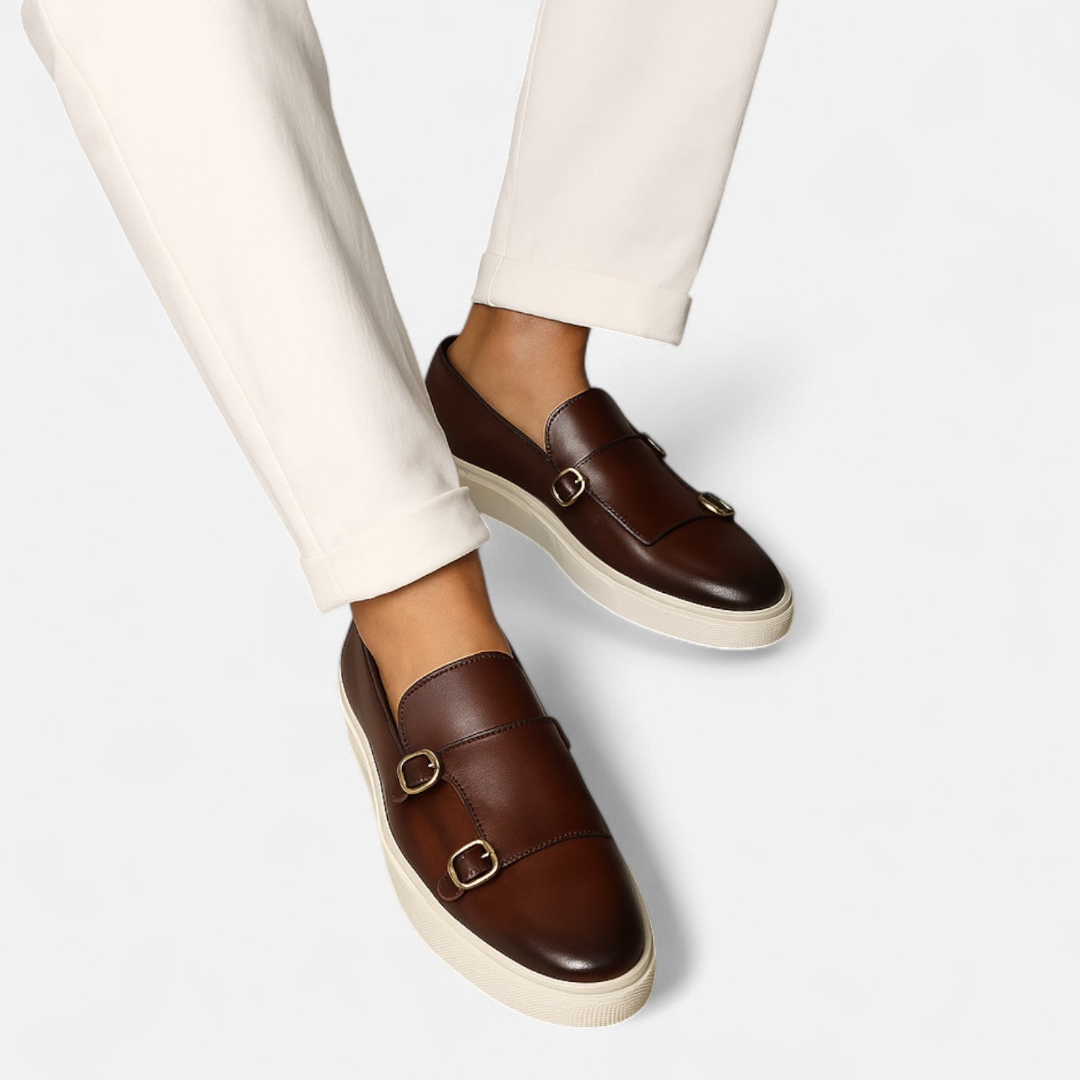 Men's Double Buckle Slip-On Loafers