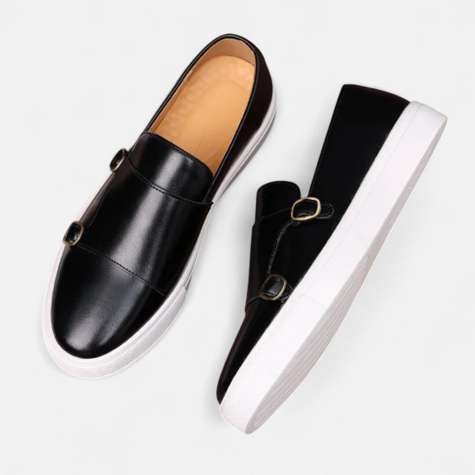 Men's Double Buckle Slip-On Loafers