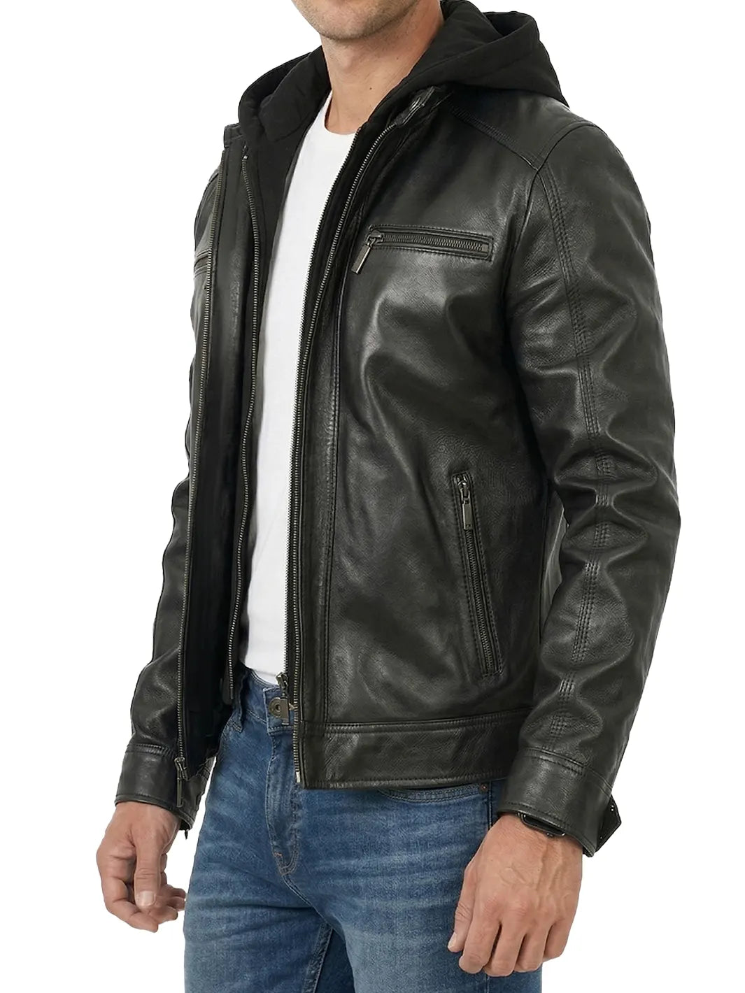 Men's Hooded Moto-Style Zip Jacket