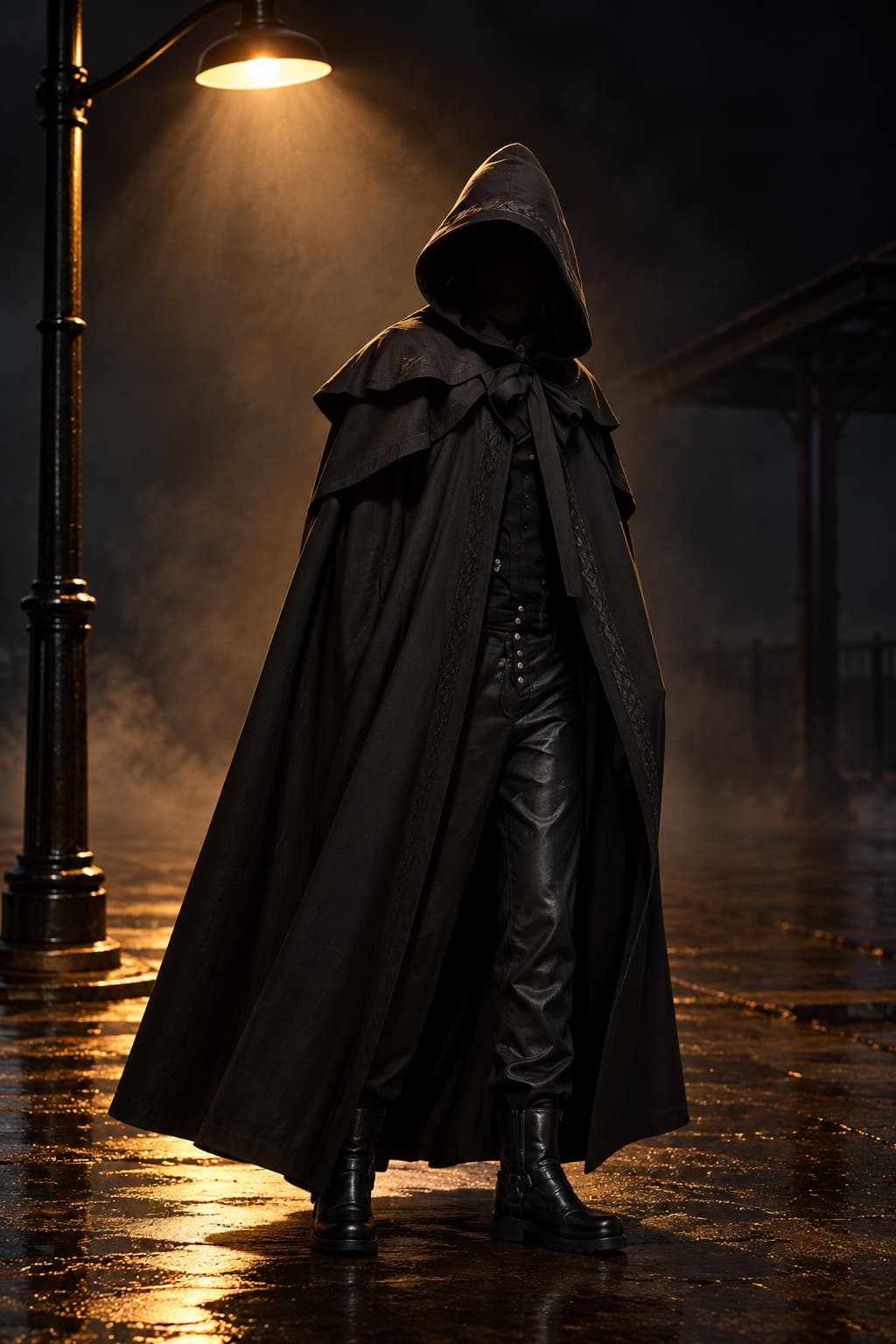 Men’s Halloween Hooded Dark Villain Cape