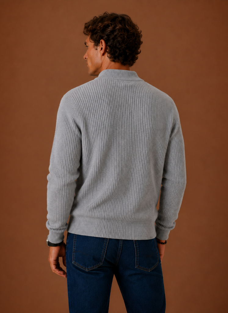 Men's Ribbed Full Zip Sweater