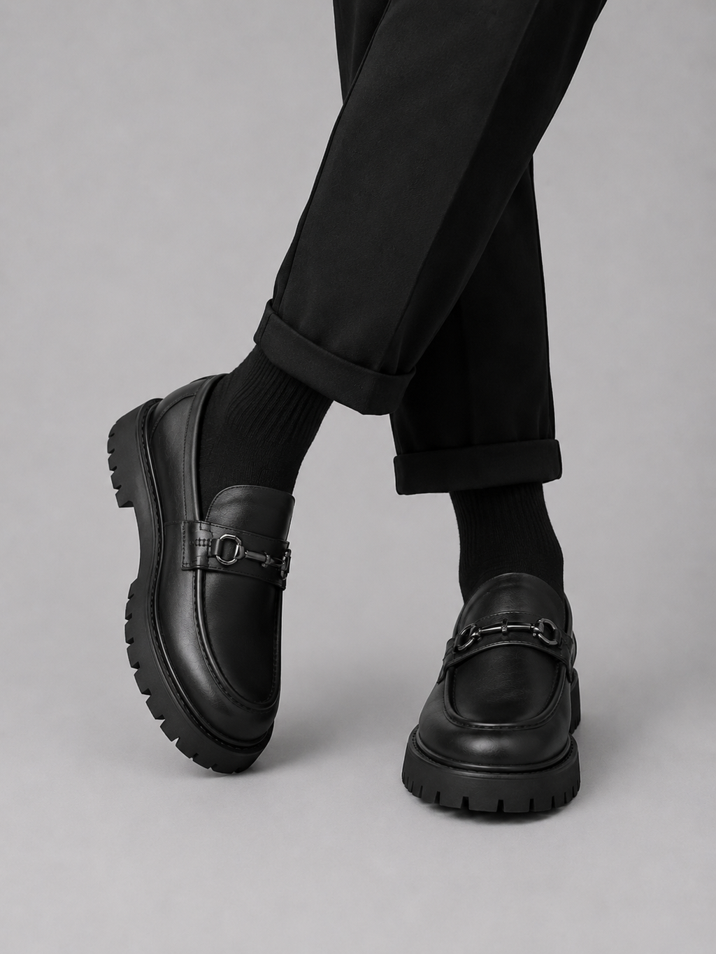 Men’s Chunky Sole Loafers with Metal Detail