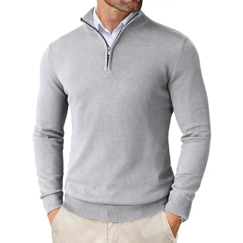 Men's Quarter Zip Sweater With Stand Collar