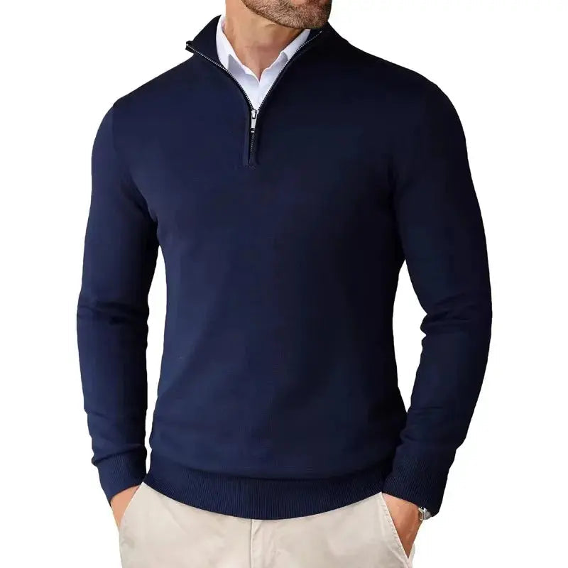 Men's Quarter Zip Sweater With Stand Collar