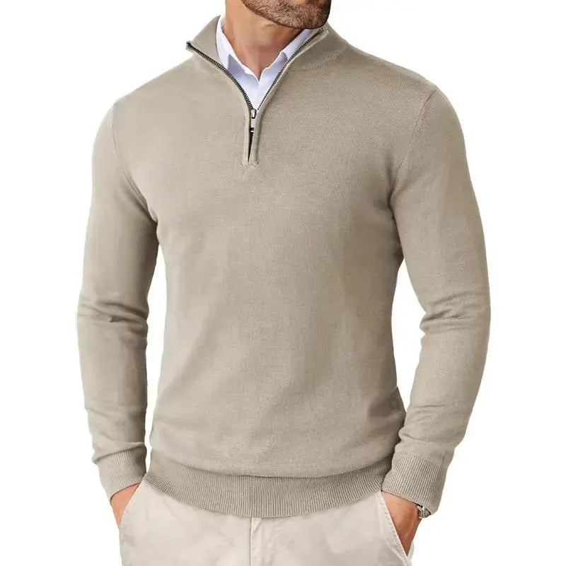 Men's Quarter Zip Sweater With Stand Collar
