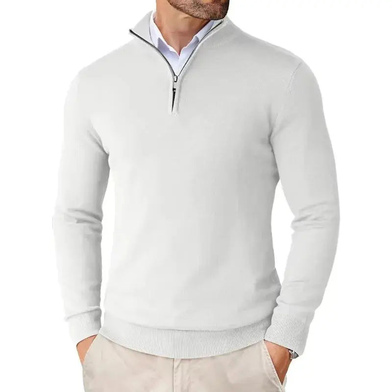 Men's Quarter Zip Sweater With Stand Collar