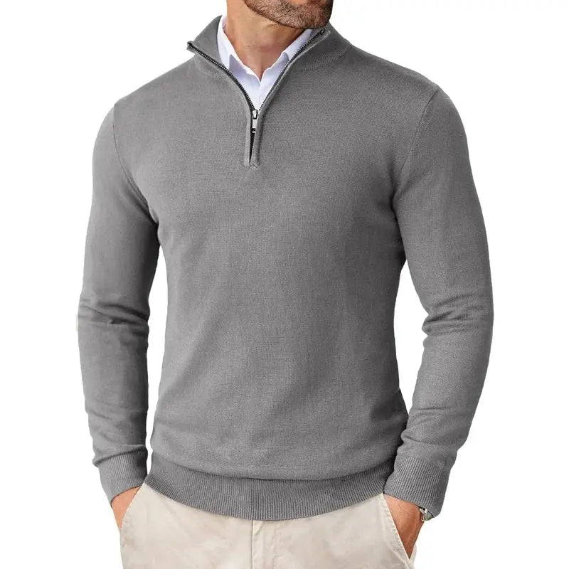 Men's Quarter Zip Sweater With Stand Collar