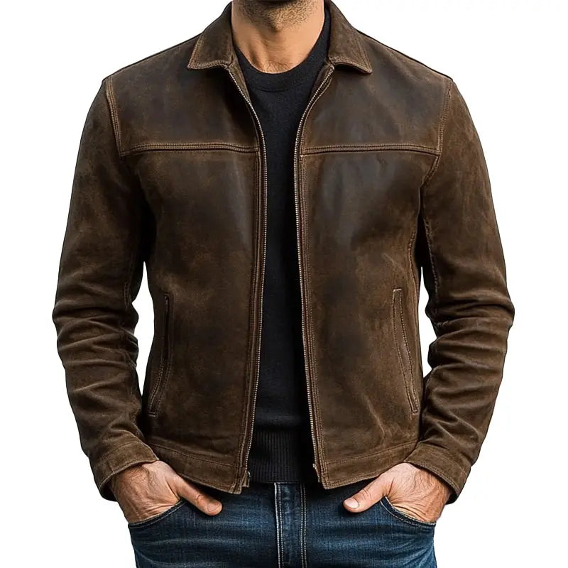Men's Collared Zip-Up Short Jacket