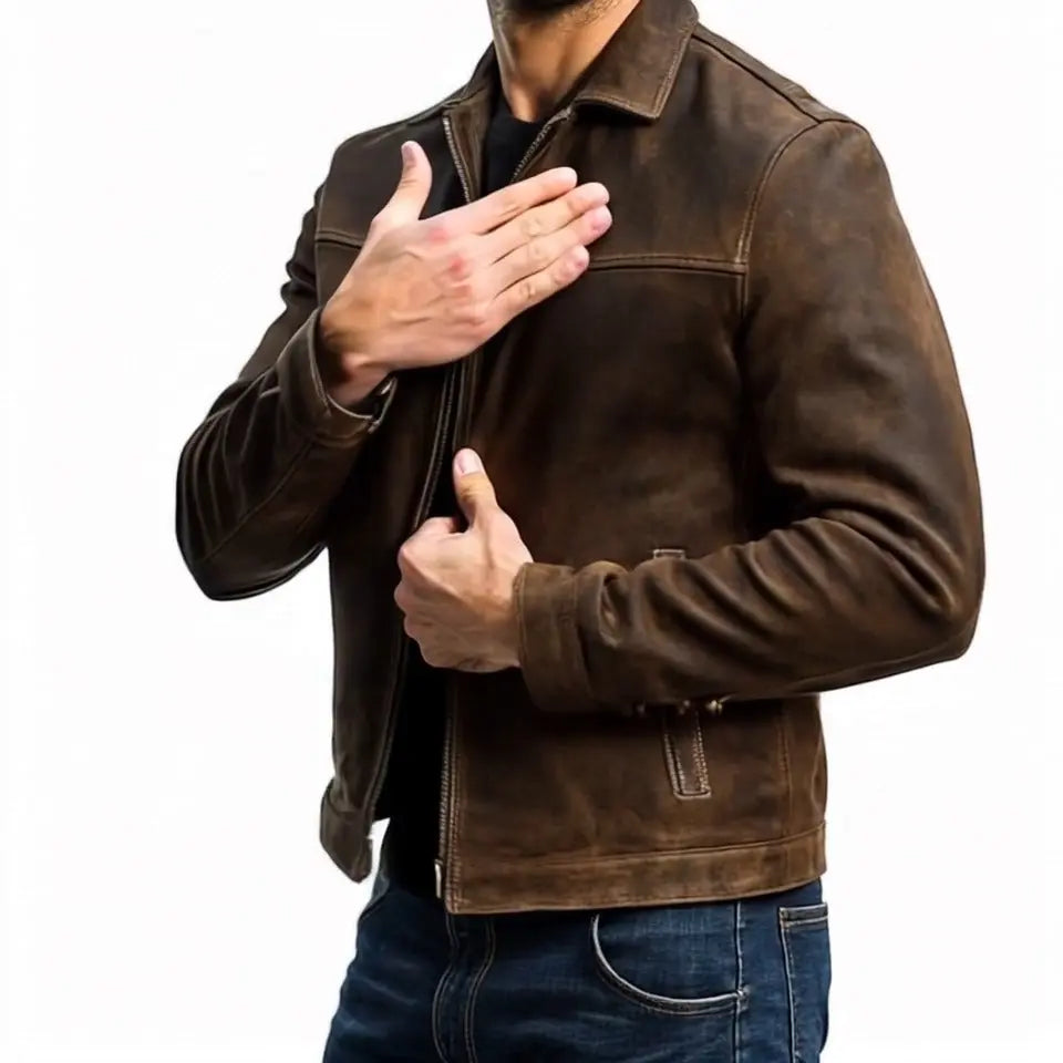 Men's Collared Zip-Up Short Jacket