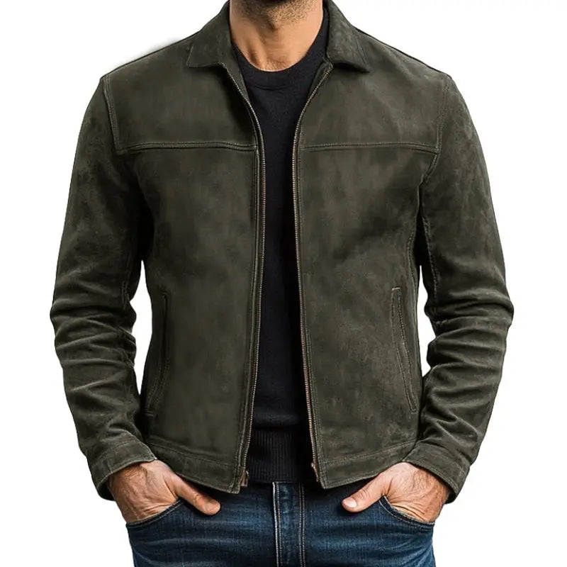 Men's Collared Zip-Up Short Jacket