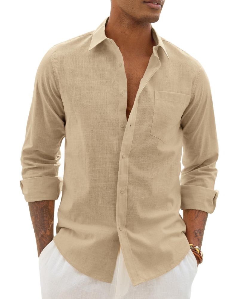 Men's Relaxed Fit Lightweight Button Up Shirt