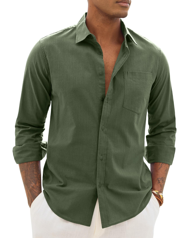 Men's Relaxed Fit Lightweight Button Up Shirt