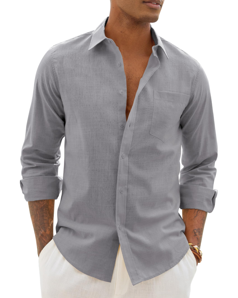 Men's Relaxed Fit Lightweight Button Up Shirt
