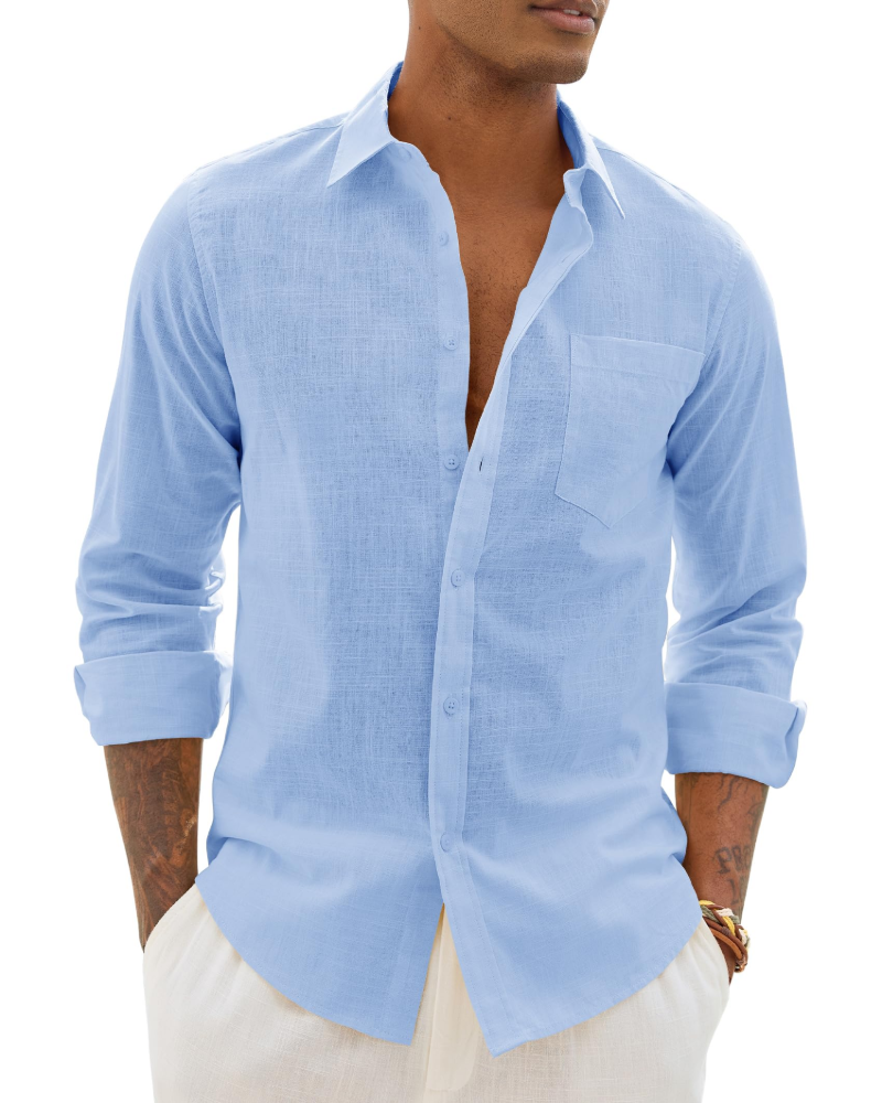 Men's Relaxed Fit Lightweight Button Up Shirt