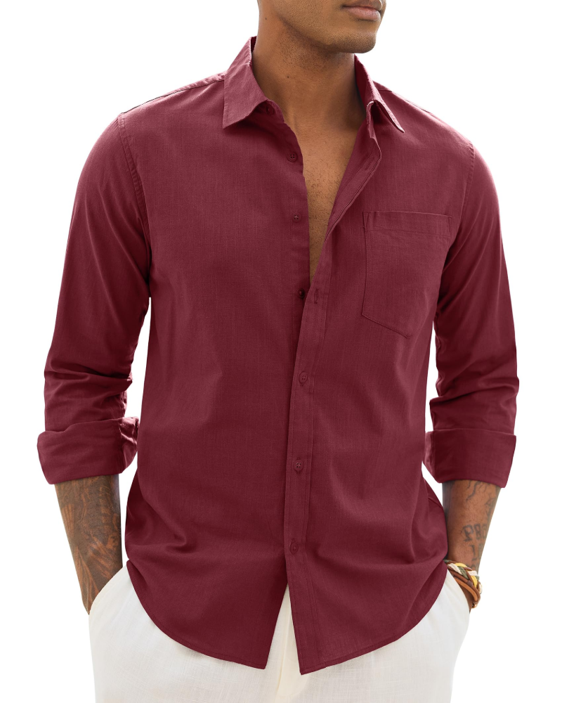 Men's Relaxed Fit Lightweight Button Up Shirt