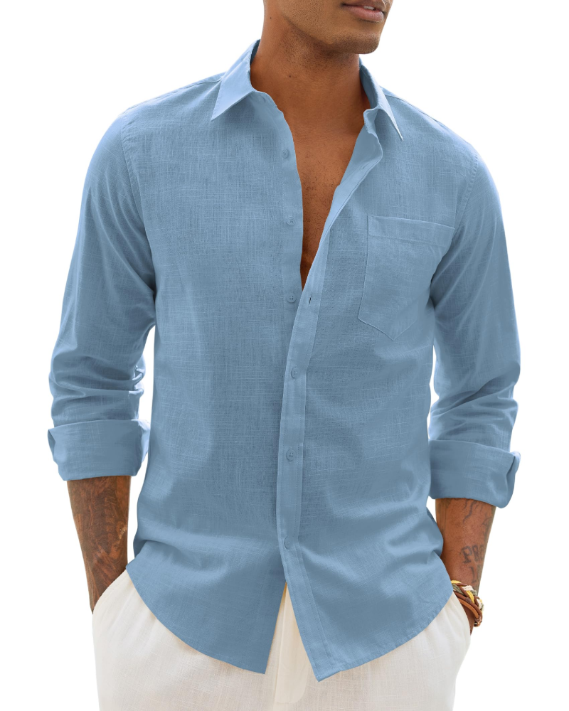 Men's Relaxed Fit Lightweight Button Up Shirt