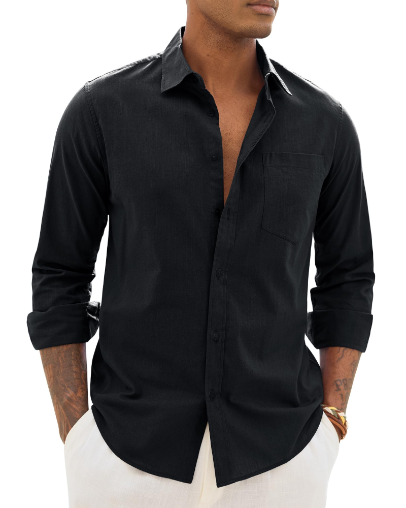Men's Relaxed Fit Lightweight Button Up Shirt