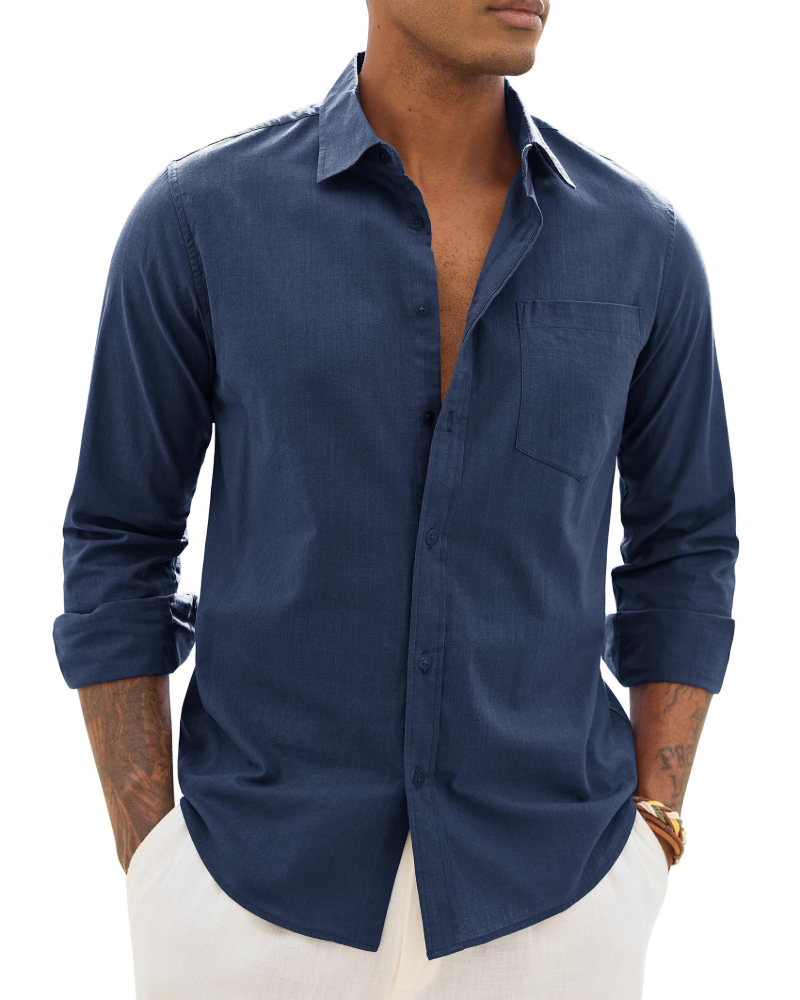 Men's Relaxed Fit Lightweight Button Up Shirt