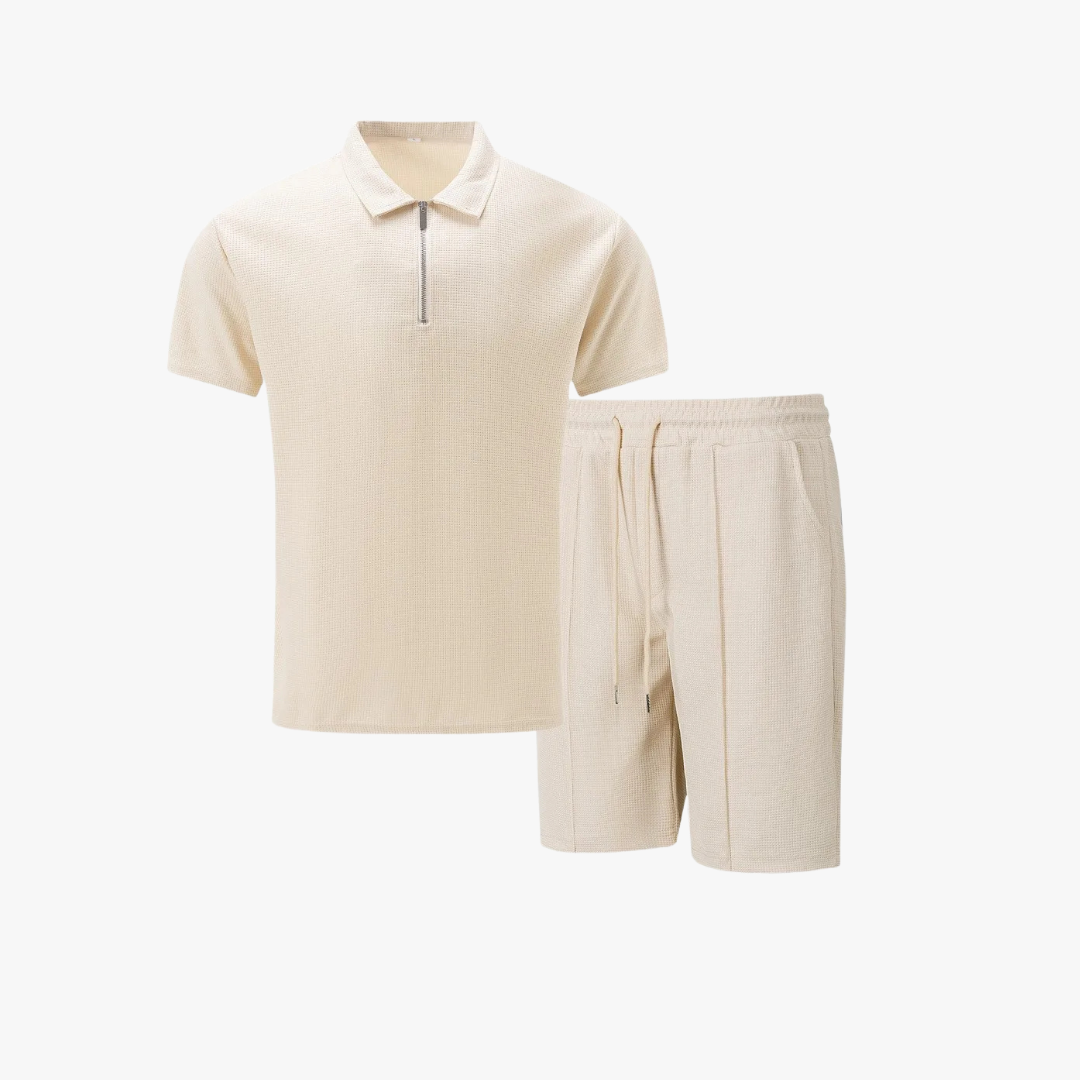 Men's Textured Polo Set