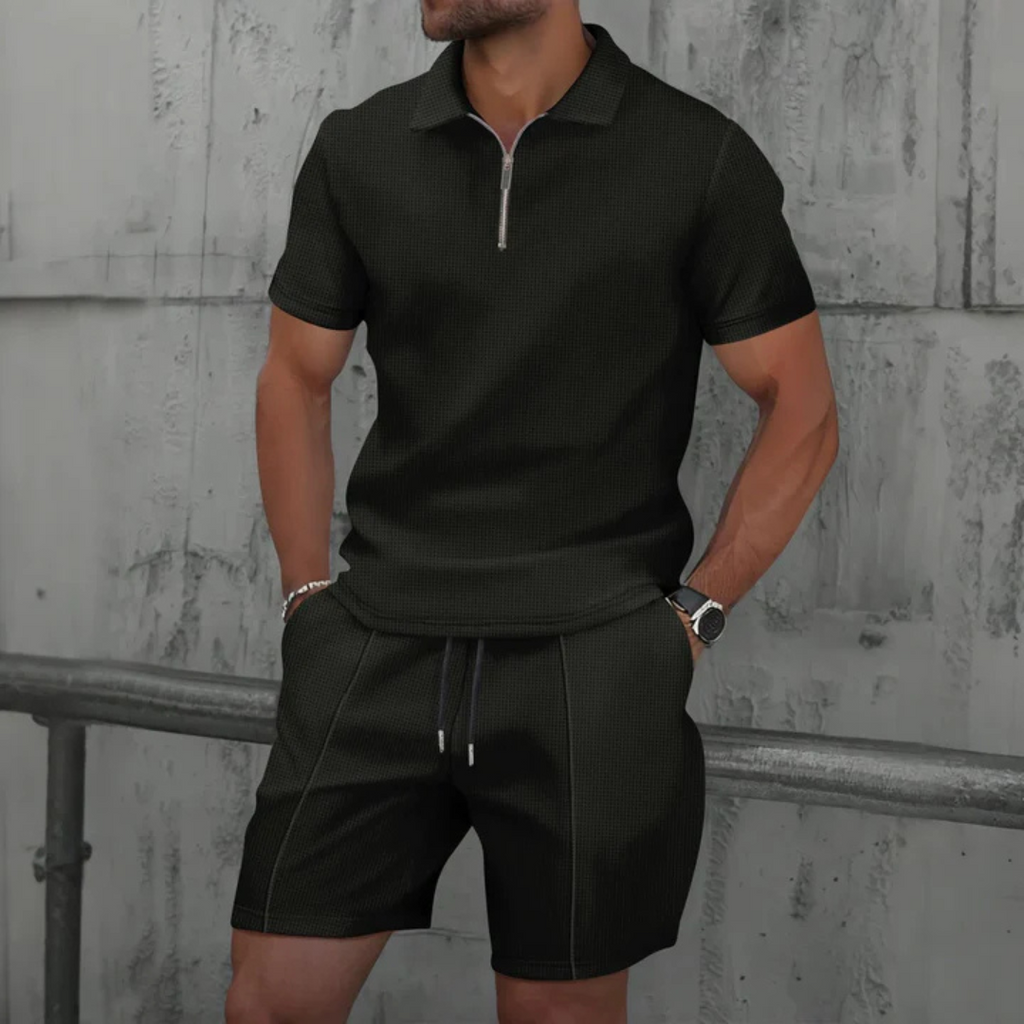 Men's Textured Polo Set