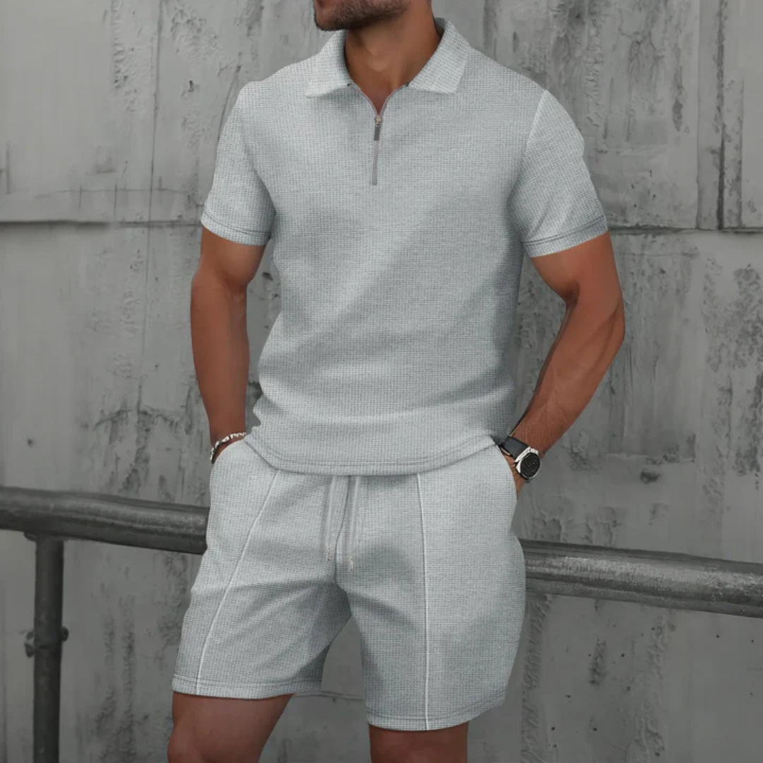 Men's Textured Polo Set