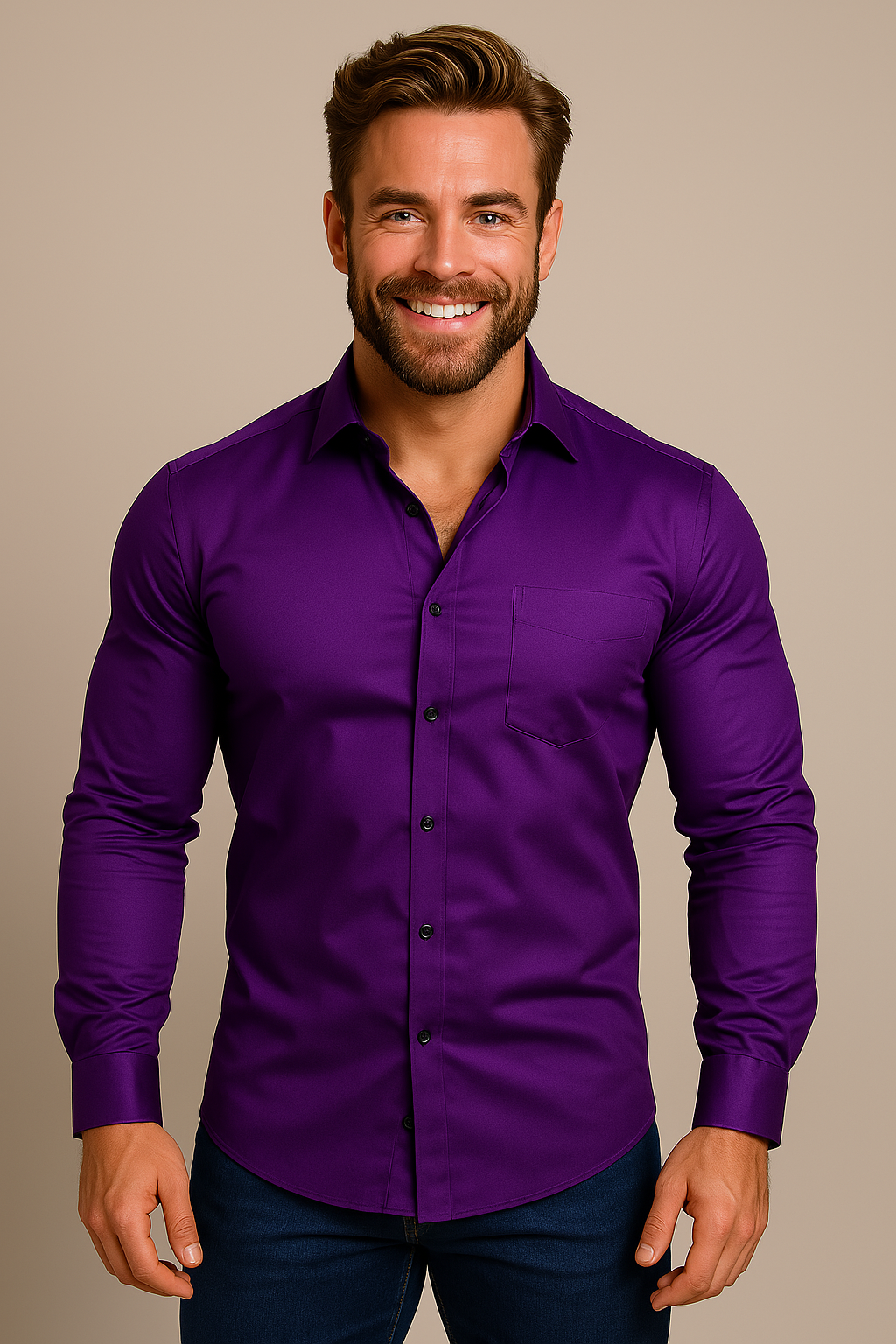 Men’s Slim Fit Long Sleeve Button-Down Shirt