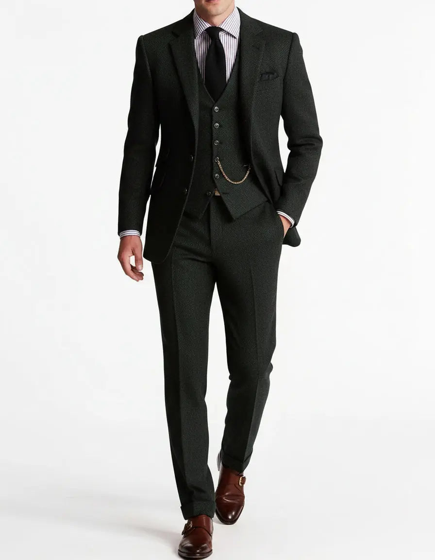 Men’s Formal Suit With Buttoned Waistcoat