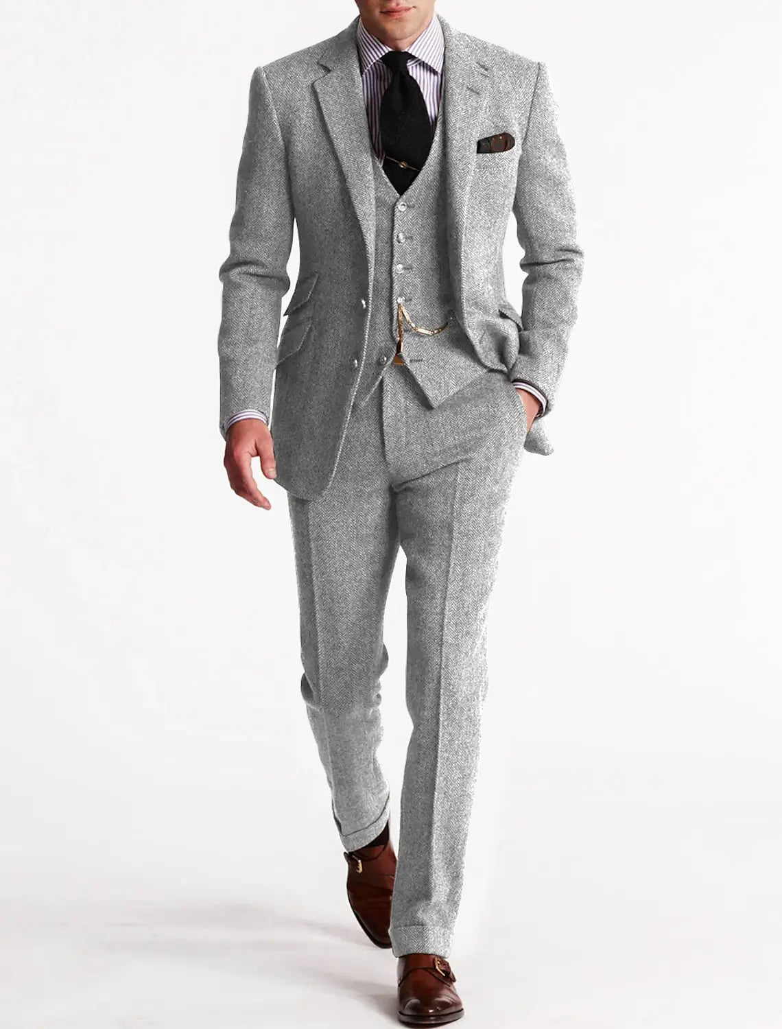Men’s Formal Suit With Buttoned Waistcoat