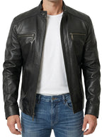 Men's Hooded Moto-Style Zip Jacket