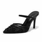 Women's Embroidered Mesh Slingback Heels
